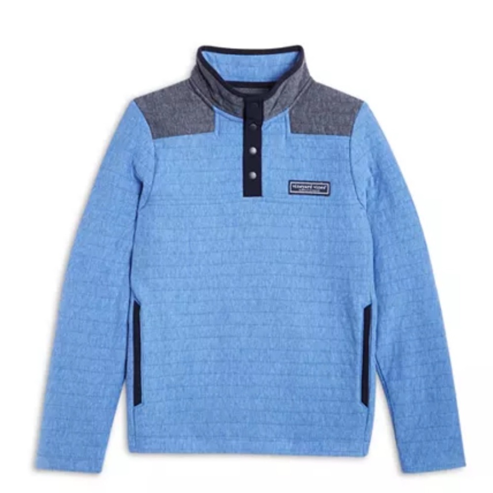 Vineyard Vines Boys' Shep Quilted Color Block Quarter Snap Sweatshirt - Size 7